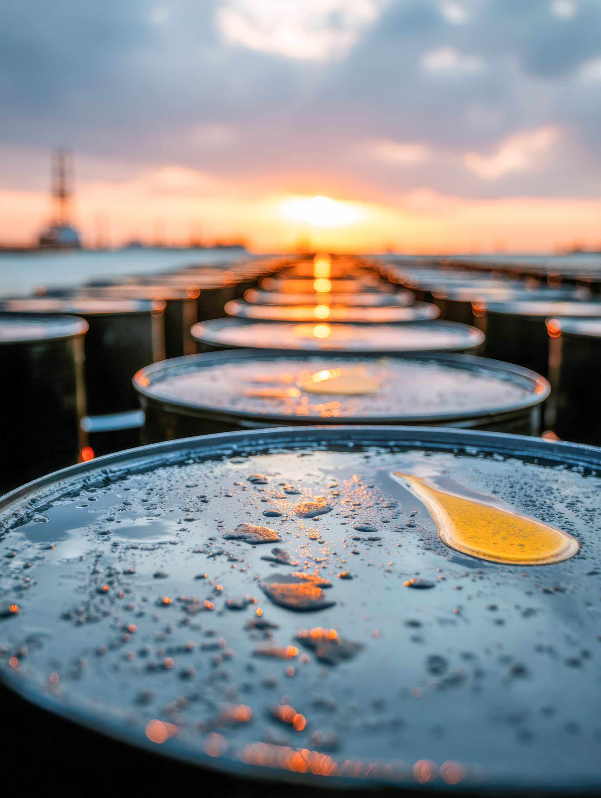 Oil barrels at industrial site